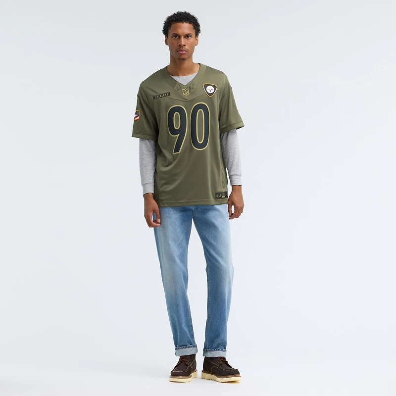 Men's Nike T.J. Watt Olive Pittsburgh Steelers 2025 Salute to Service Limited Jersey