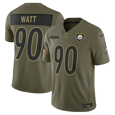 Maillot Nike T.J. Watt Olive Pittsburgh Steelers 2025 Salute to Service Limited pour homme