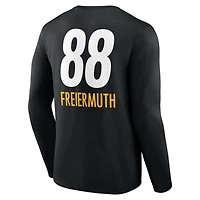 T-shirt à manches longues noir Pat Freiermuth pour homme, avec nom et numéro de l'équipe des Pittsburgh Steelers