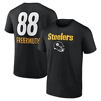 T-shirt noir Pat Freiermuth pour homme avec nom et numéro de l'équipe des Pittsburgh Steelers