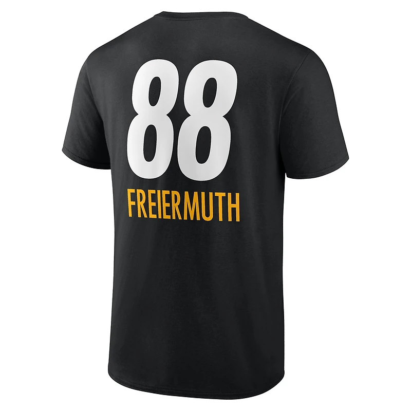 Men's Pat Freiermuth Black Pittsburgh Steelers Team Wordmark Name & Number T-Shirt
