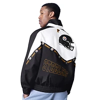 Veste légère entièrement zippée Pro Player blanche/noire Pittsburgh Steelers Tape II pour homme