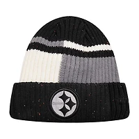 Bonnet en tricot à revers moucheté Pro Standard pour hommes, noir/blanc, Pittsburgh Steelers