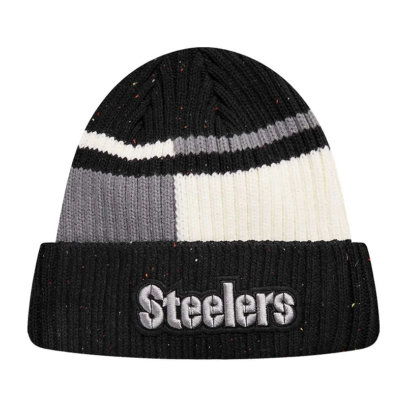 Bonnet en tricot à revers moucheté Pro Standard pour hommes, noir/blanc, Pittsburgh Steelers