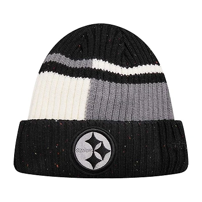 Bonnet en tricot à revers moucheté Pro Standard pour hommes, noir/blanc, Pittsburgh Steelers