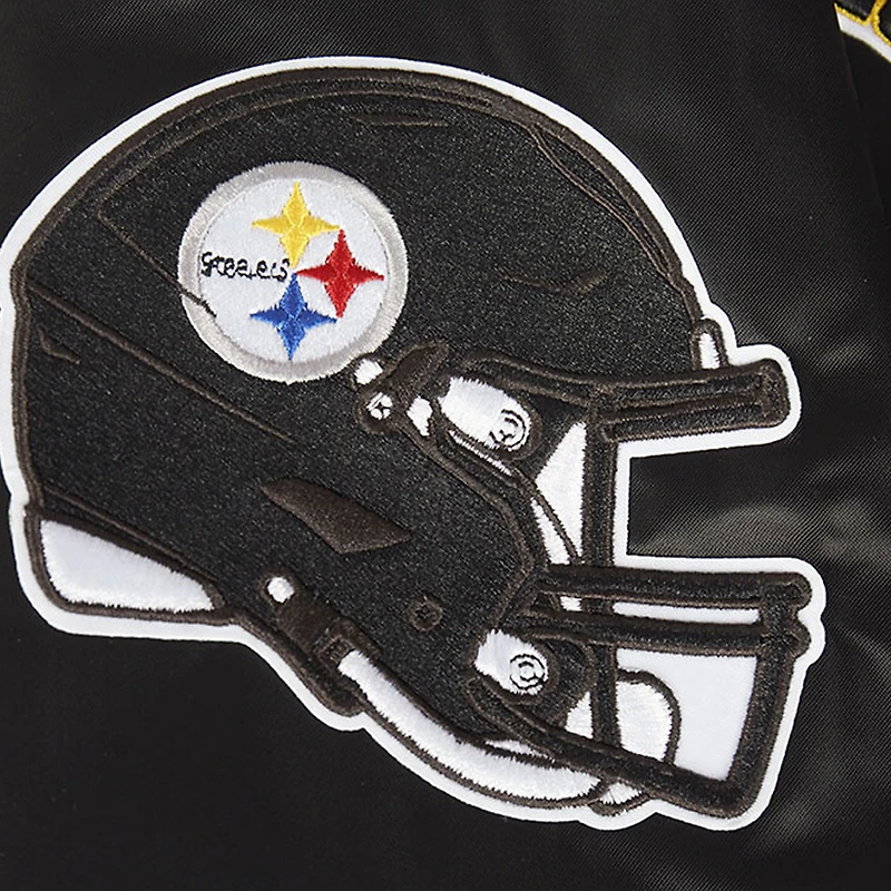 Veste à boutons-pression complète en satin sublimé Pro Standard noire des Pittsburgh Steelers pour homme