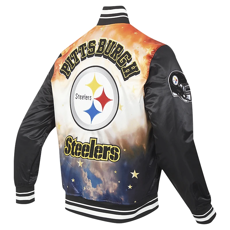 Veste à boutons-pression complète en satin sublimé Pro Standard noire des Pittsburgh Steelers pour homme