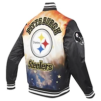 Veste à boutons-pression complète en satin sublimé Pro Standard noire des Pittsburgh Steelers pour homme