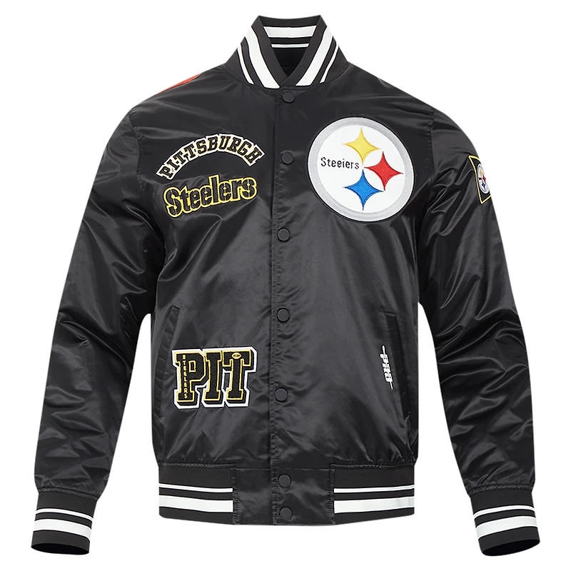 Veste à boutons-pression complète en satin sublimé Pro Standard noire des Pittsburgh Steelers pour homme
