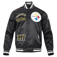 Veste à boutons-pression complète en satin sublimé Pro Standard noire des Pittsburgh Steelers pour homme