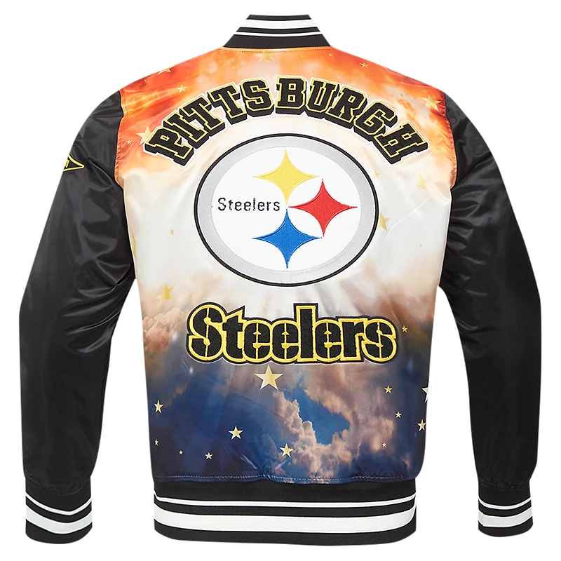 Men's Pro Standard Black Pittsburgh Steelers Sublimated Satin Full-Snap Jacket