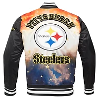 Men's Pro Standard Black Pittsburgh Steelers Sublimated Satin Full-Snap Jacket