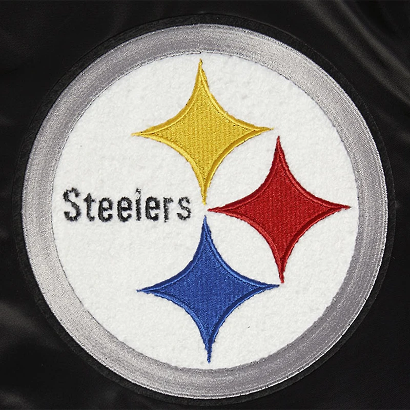 Veste à boutons-pression complète en satin sublimé Pro Standard noire des Pittsburgh Steelers pour homme