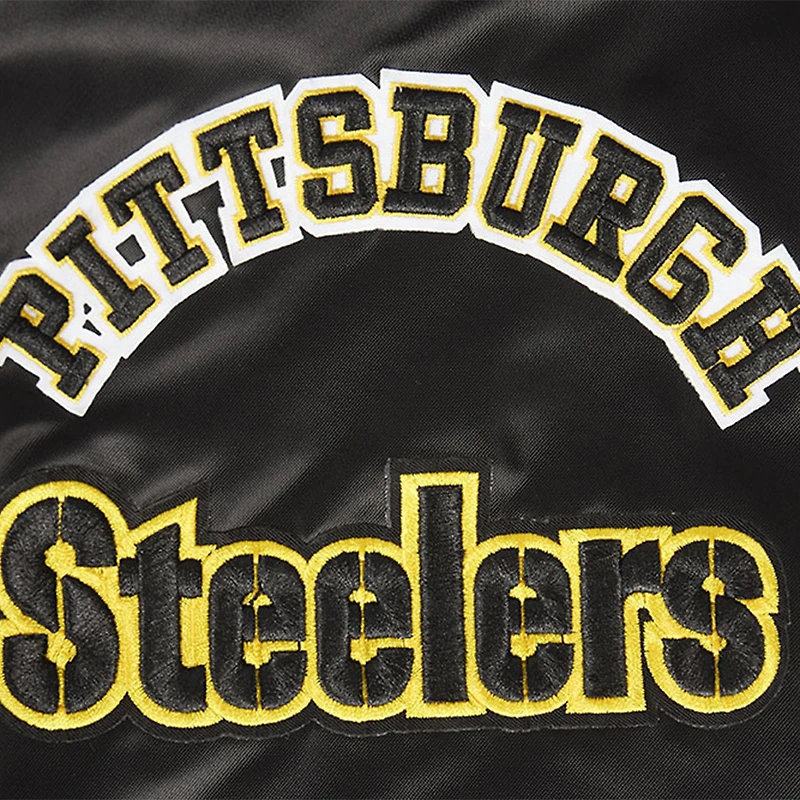 Veste à boutons-pression complète en satin sublimé Pro Standard noire des Pittsburgh Steelers pour homme