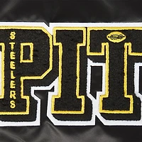 Veste à boutons-pression complète en satin sublimé Pro Standard noire des Pittsburgh Steelers pour homme