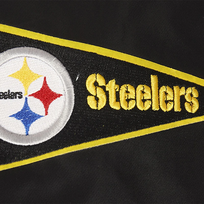 Men's Pro Standard Black Pittsburgh Steelers Sublimated Satin Full-Snap Jacket