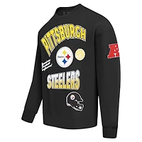 Men's Pro Standard Black Pittsburgh Steelers Turn It Up Drop Shoulder Pullover Sweatshirt