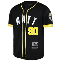 T.J. Pro Standard pour hommes Maillot de baseball boutonné en maille Watt Black Pittsburgh Steelers