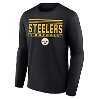 T-shirt à manches longues pour homme avec logo noir des Pittsburgh Steelers Big & Tall Pop