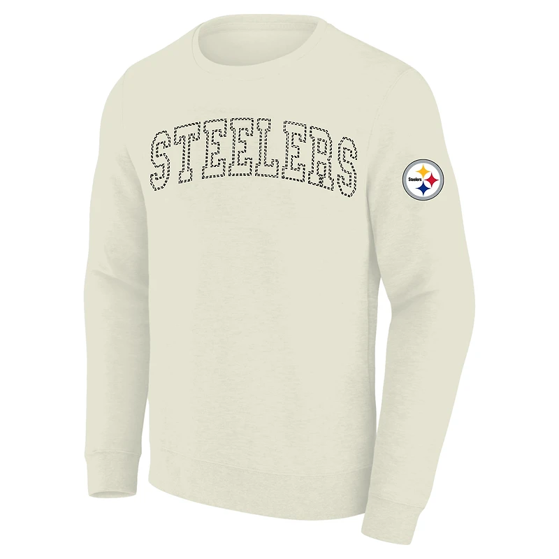 Sweat-shirt polaire grande taille pour homme, couleur crème, profil Pittsburgh Steelers