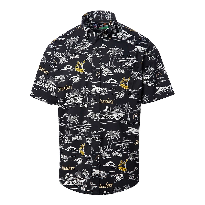 Chemise boutonnée à imprimé Kekai des Pittsburgh Steelers pour homme Reyn Spooner noire
