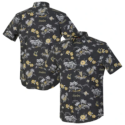 Chemise boutonnée rétro Kekai Performance noire Reyn Spooner pour homme des Pittsburgh Steelers