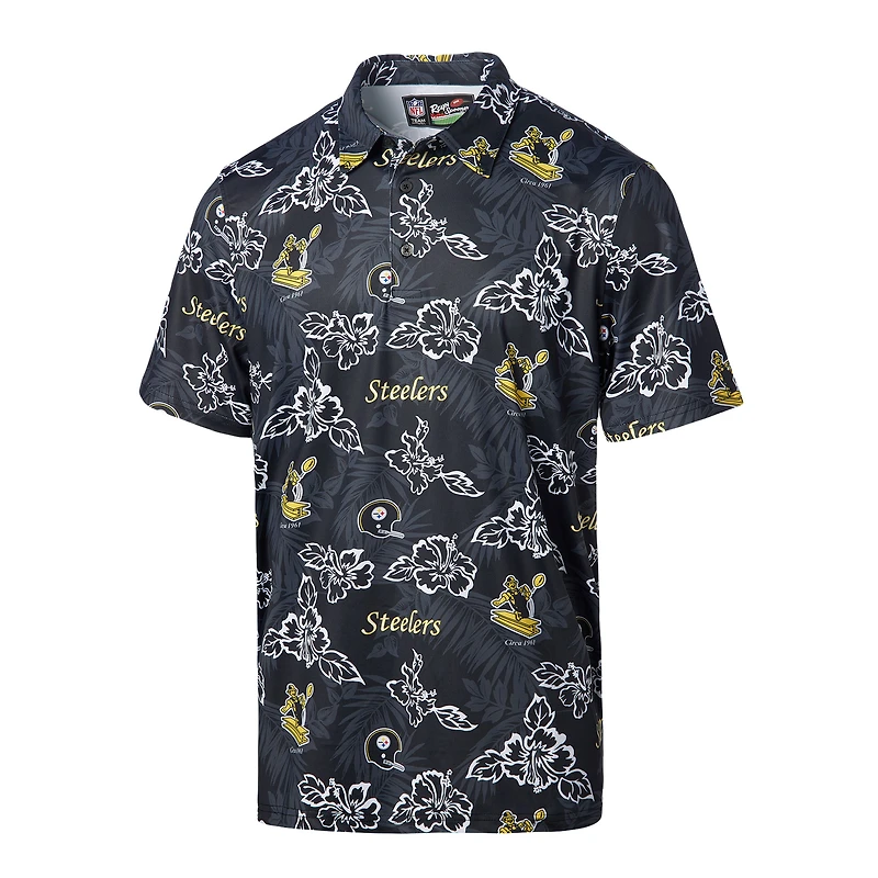 Polo Reyn Spooner Pittsburgh Steelers Throwback Pua Performance pour homme Noir