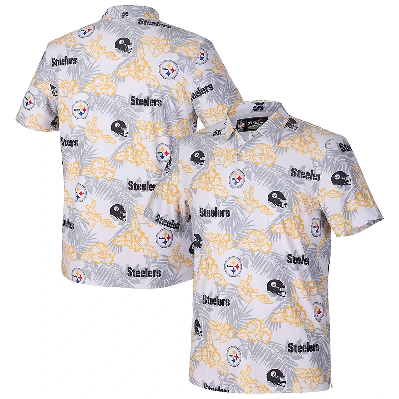 Polo Performance Reyn Spooner blanc pour homme des Pittsburgh Steelers