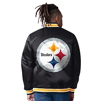 Men's Starter  Black/Gold Pittsburgh Steelers Closer Reversible Satin Full-Snap Jacket