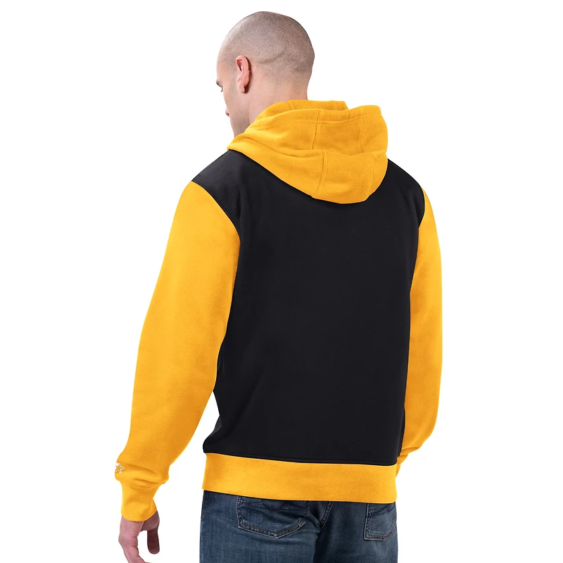 Sweat à capuche zippé noir/or pour homme des Pittsburgh Steelers Thursday Night Gridiron