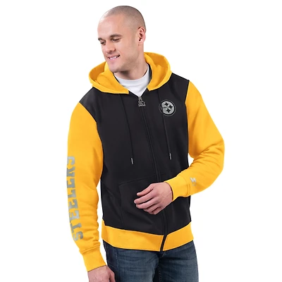 Men's Starter Black/Gold Pittsburgh Steelers Thursday Night Gridiron Full-Zip Hoodie