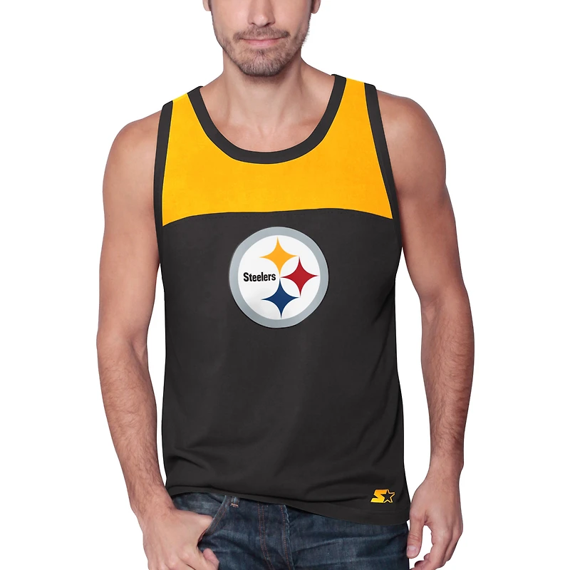 Débardeur pour homme Starter Noir/Or Pittsburgh Steelers Touchdown Fashion