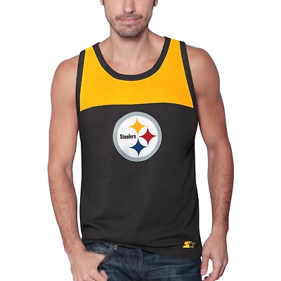 Débardeur pour homme Starter Noir/Or Pittsburgh Steelers Touchdown Fashion