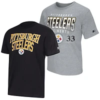 Men's Starter  Black/Gray Pittsburgh Steelers Two-Pack Logo T-Shirt Set