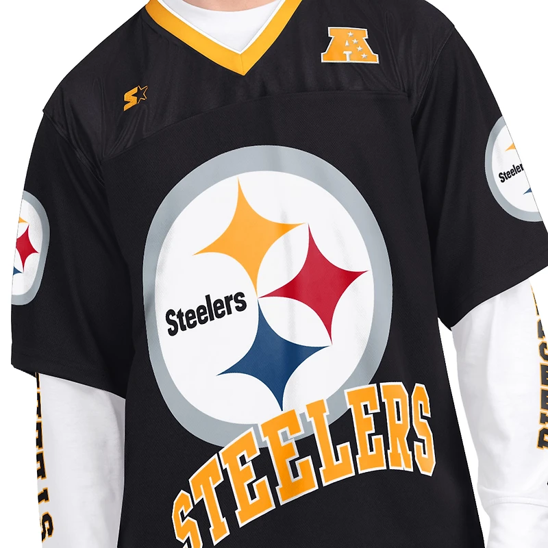 Men's Starter Black/White Pittsburgh Steelers Short Sleeve & Long T-Shirt Combo Pack