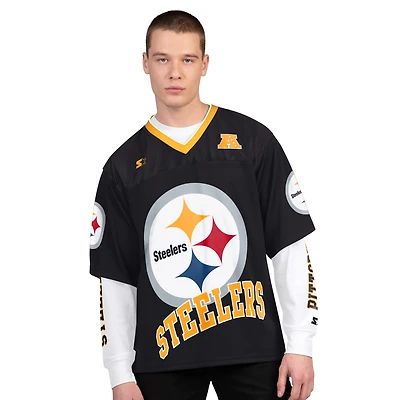 Men's Starter Black/White Pittsburgh Steelers Short Sleeve & Long T-Shirt Combo Pack