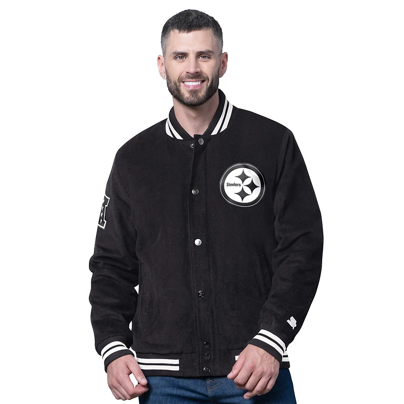 Veste universitaire noire en velours côtelé noir pour homme des Pittsburgh Steelers