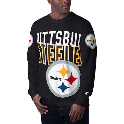 T-shirt à manches longues pour hommes Starter noir Pittsburgh Steelers Clutch Hit