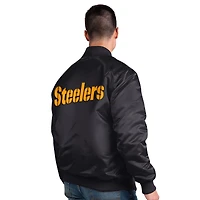 Veste universitaire en satin exclusive Starter Black Pittsburgh Steelers pour homme