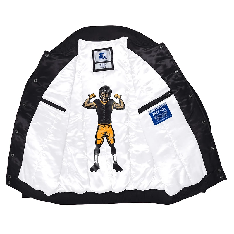 Veste universitaire en satin exclusive Starter Black Pittsburgh Steelers pour homme