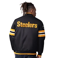 Men's Starter Black Pittsburgh Steelers Scout I Full-Snap Varsity Jacket