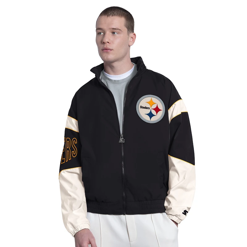 Men's Starter  Black Pittsburgh Steelers The Gust Full-Zip Hooded Jacket