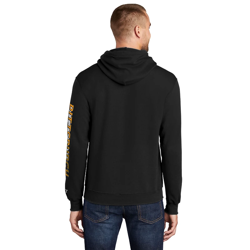 Men's Starter Black Pittsburgh Steelers Wordmark Logo Pullover Hoodie