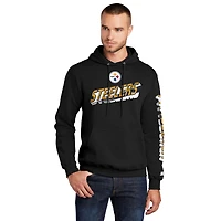 Men's Starter Black Pittsburgh Steelers Wordmark Logo Pullover Hoodie