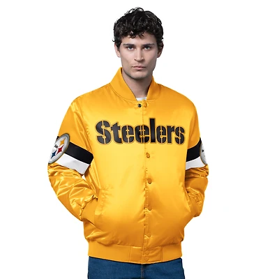Men's Starter Gold Pittsburgh Steelers Triple Option Full-Snap Varsity Jacket