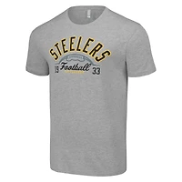 T-shirt demi-ballon gris chiné pour homme des Steelers de Pittsburgh