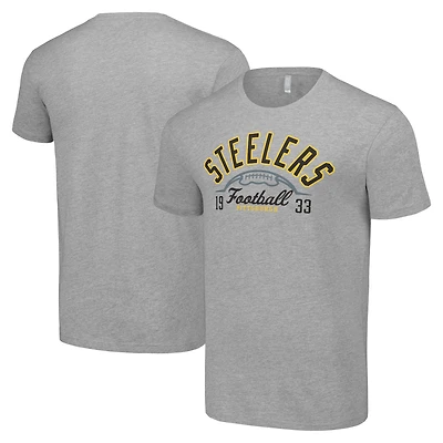 T-shirt demi-ballon gris chiné pour homme des Steelers de Pittsburgh