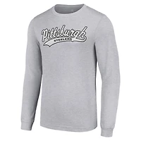 T-shirt à manches longues gris chiné pour homme des Steelers de Pittsburgh