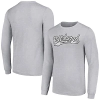 T-shirt à manches longues gris chiné pour homme des Steelers de Pittsburgh