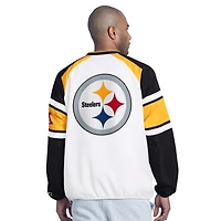 Men's Starter  White Pittsburgh Steelers Infield Play Raglan Pullover Jacket